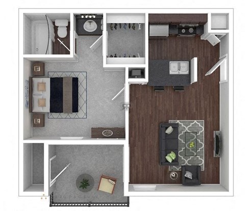 Floor plan for 1 bed, 1 bath, 474 sqft